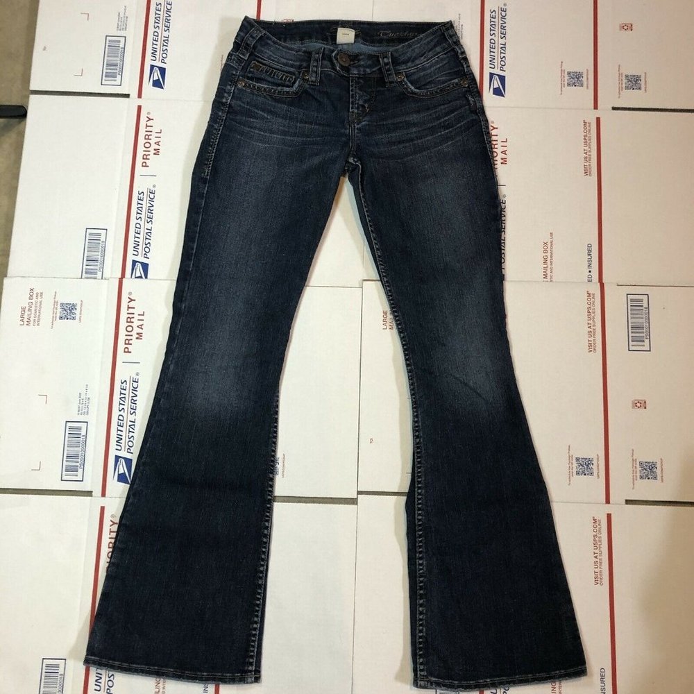 Silver Jeans Tuesday Flap Dark Wash Blue Flare Womens Size 25 / 31